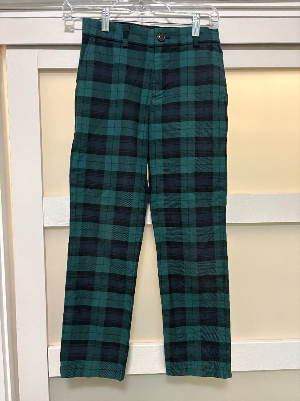 Boys Plaid Vineyard Vines Chino Khaki Pants Blue Green sz 10 EUC